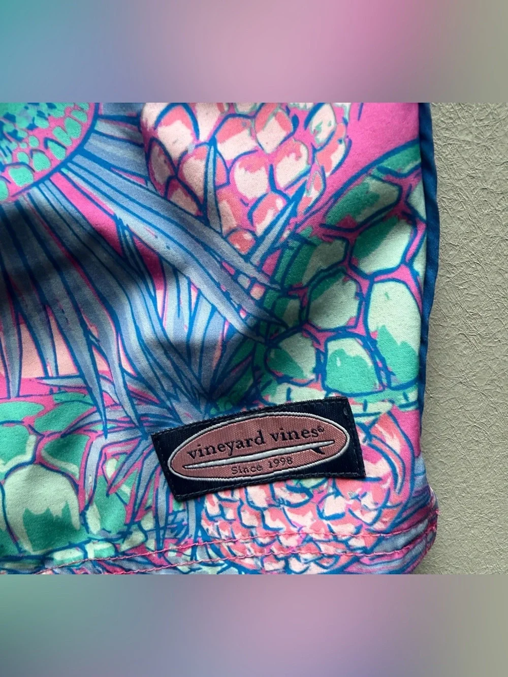 Vineyard Vines Pink & Teal Tropical Turtle Bathing Suit